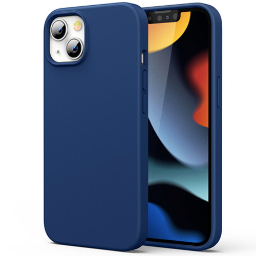 Husa Liquid Silicone Case pentru Apple iPhone 13 Mini, interior microfibra, albastru inchis
