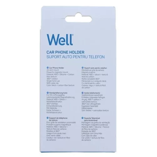 Suport auto magnetic Well, prindere la ventilatie, negru