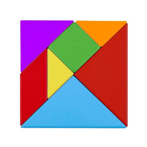 Joc puzzle Tangram cu 7 piese, forme geometrice, educativ