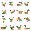 Joc puzzle Tangram cu 7 piese, forme geometrice, educativ