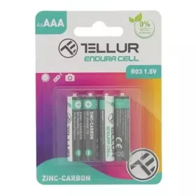 Set 4 baterii Tellur Endura Cell, Zinc-Carbon, AAA R03, 1.5V