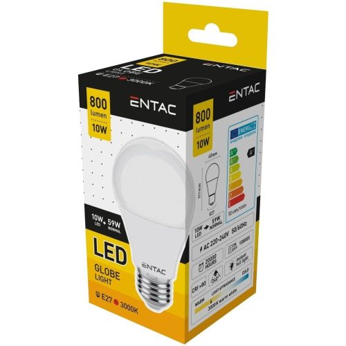 Bec LED Entac, bulb E27, 10W, 3000K, 800 lumeni