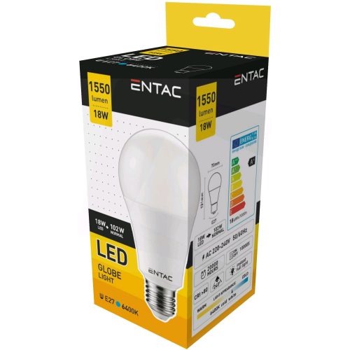 Bec LED Entac, bulb E27, 18W, 6400K, 1550 lumeni