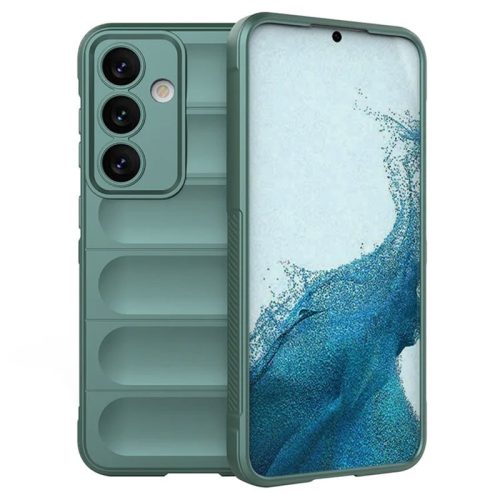 Husa Samsung Galaxy S24, Wave Silicone, protectie camera, catifea in interior, deep green
