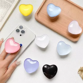   Decoratiune telefon mobil Inima, tip pop socket, acril, diverse culori