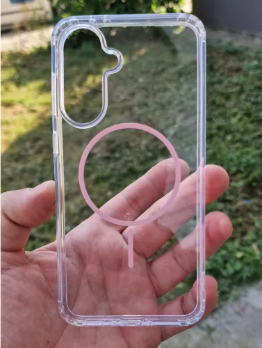 Husa protectie Samsung Galaxy A15, Colorful MagSafe, TPU, clear pink