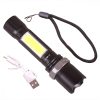 Lanterna XPE LED + COB M919, zoom, acumulator incorporat, metalica, neagra