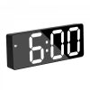 Ceas digital cu afisaj LED alb, ecran tip oglinda, afisare temperatura, alarma, negru