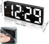 Ceas digital cu afisaj LED alb, ecran tip oglinda, afisare temperatura, alarma, negru