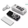 Ceas digital cu afisaj LED alb, ecran tip oglinda, afisare temperatura, alarma, negru