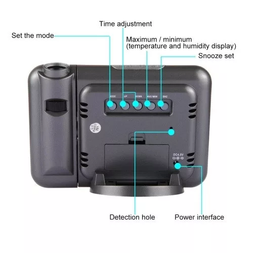 Ceas de camera cu proiectie pe tavan DS-8190, alarma, calendar, statie meteo, negru