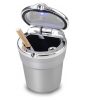 Scrumiera auto cu aspect metalic, tip pahar, lumina LED, argintie