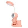 Lampa LED cu suport creioane si ascutitoare, astronaut roz