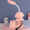Lampa LED cu suport creioane si ascutitoare, astronaut roz