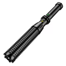   Lanterna LED tip baston, 1W + COB, ciocan de siguranta, incarcare USB, neagra