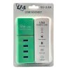Incarcator casa U4, 4 porturi USB 5V - 2.4A, cablu prelungitor 1 metru, verde