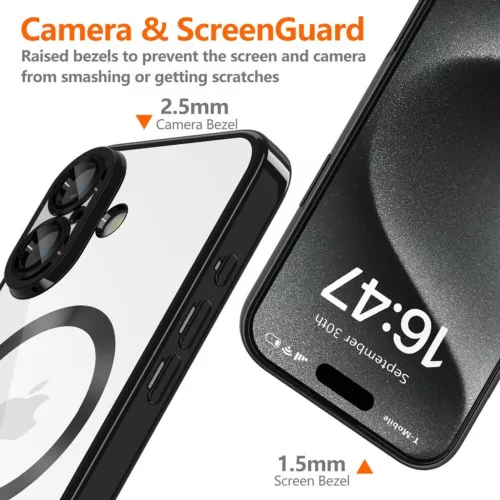 Husa Apple iPhone 17 Pro, Magsafe Electroplating TPU, protectie camera, margini negre