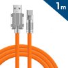 Cablu de date si incarcare USB to Type-C, 3A / 120W, 1 metru, capete metalice, cablu foarte gros, impletit, portocaliu