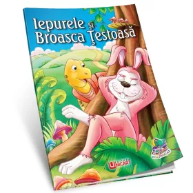   Carte de citit si colorat, editura Unicart, Iepurele si broasca testoasa