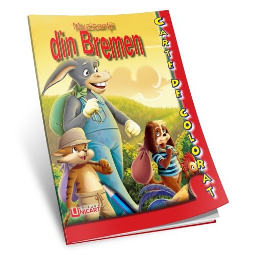 Carte de citit si colorat A5, editura Unicart, Muzicantii din Bremen