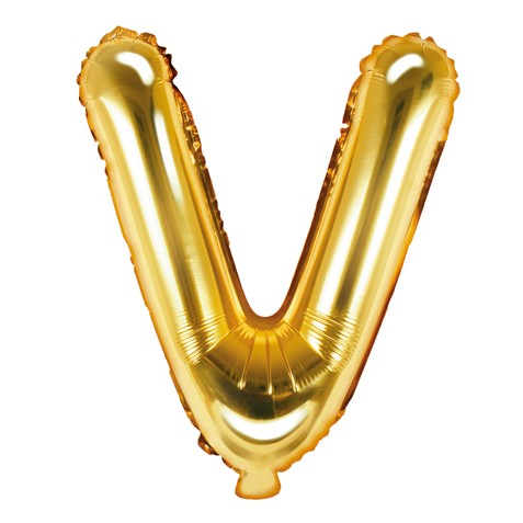 Balon din folie metalizata, 35 cm, auriu, litera V