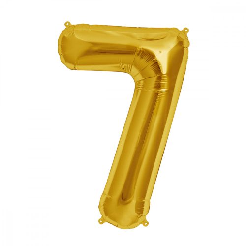 Balon din folie metalizata, 35 cm, auriu, cifra 7