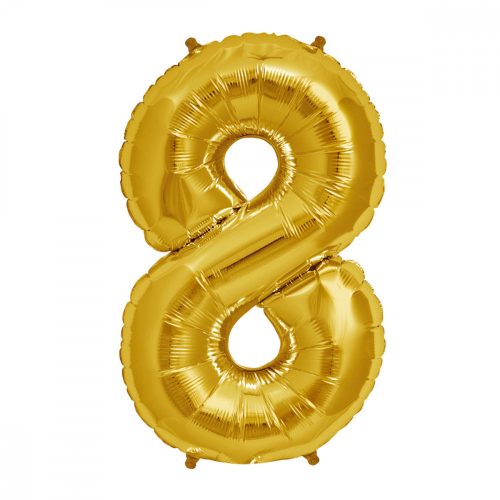Balon din folie metalizata, 35 cm, auriu, cifra 8