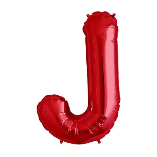 Balon din folie metalizata, 35 cm, rosu, litera J