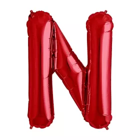 Balon din folie metalizata, 35 cm, rosu, litera N