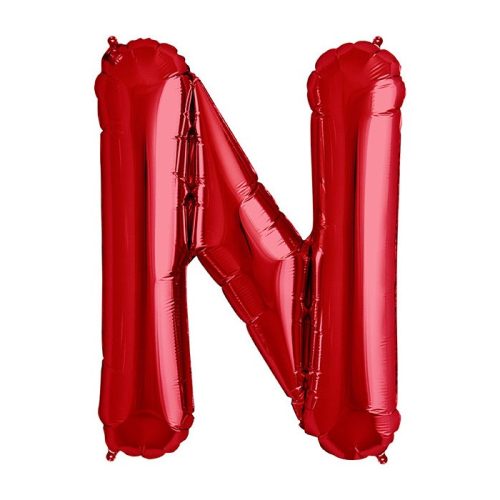 Balon din folie metalizata, 35 cm, rosu, litera N