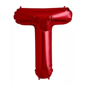Balon din folie metalizata, 35 cm, rosu, litera T