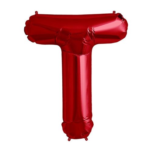 Balon din folie metalizata, 35 cm, rosu, litera T
