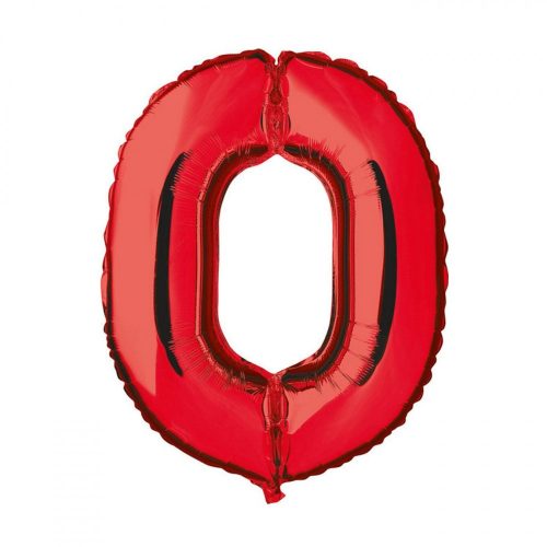 Balon din folie metalizata, 35 cm, rosu, cifra 0