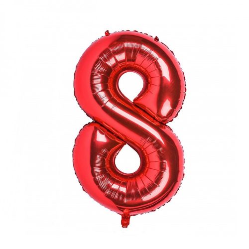 Balon din folie metalizata, 35 cm, rosu, cifra 8