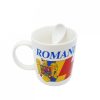 Cana cu motive traditionale romanesti, "Romania", cu lingurita, model 7