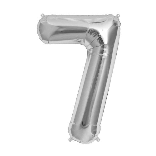 Balon din folie metalizata, 35 cm, argintiu, cifra 7