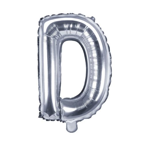 Balon din folie metalizata, 35 cm, argintiu, litera D