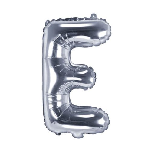 Balon din folie metalizata, 35 cm, argintiu, litera E