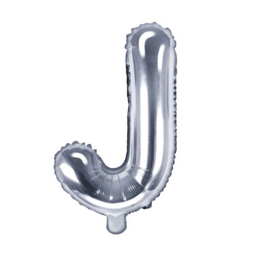 Balon din folie metalizata, 35 cm, argintiu, litera J