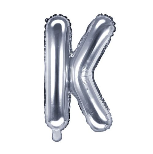 Balon din folie metalizata, 35 cm, argintiu, litera K