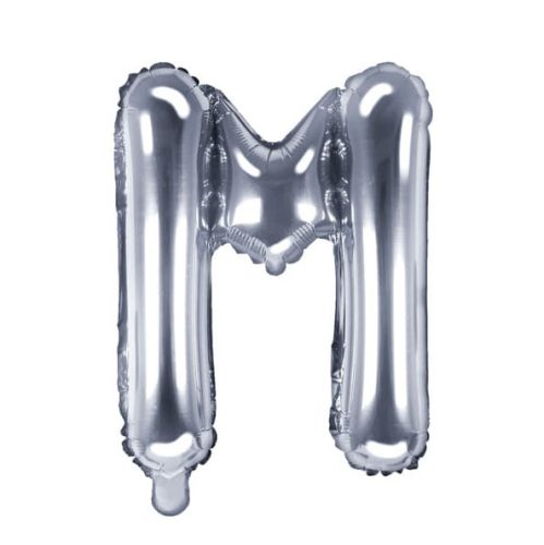 Balon din folie metalizata, 35 cm, argintiu, litera M