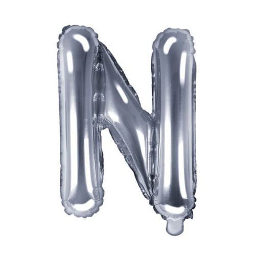 Balon din folie metalizata, 35 cm, argintiu, litera N