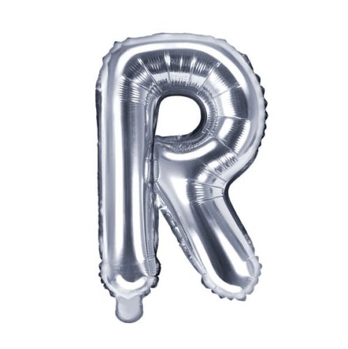 Balon din folie metalizata, 35 cm, argintiu, litera R