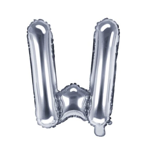 Balon din folie metalizata, 35 cm, argintiu, litera W