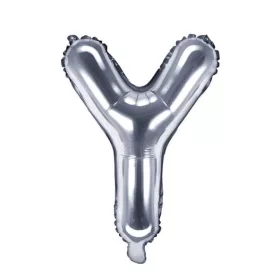 Balon din folie metalizata, 35 cm, argintiu, litera Y