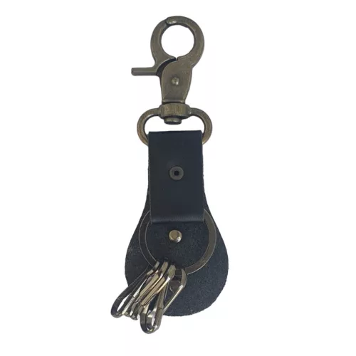 Breloc chei din metal si piele, logo USD, negru