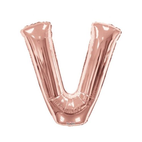 Balon din folie metalizata, 35 cm, rose gold, litera V
