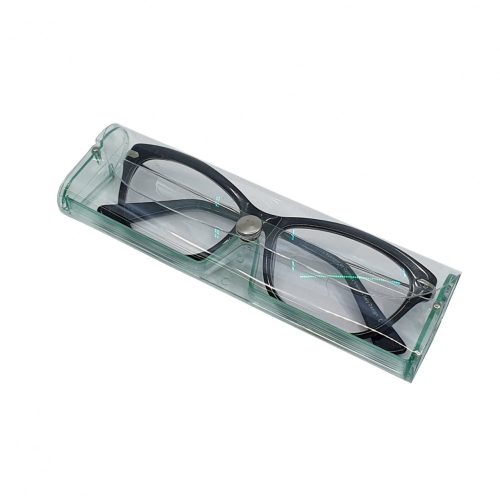 Toc transparent din plastic pentru ochelari, margini verzi