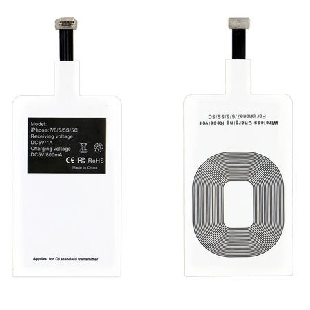 Receptor incarcare wireless Qi pentru iPhone 5/5S/5C/SE/6/6Plus/7/7 Plus, alb