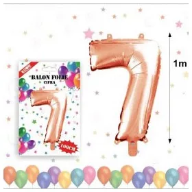 Balon din folie metalizata, 100 cm, rose gold, cifra 7